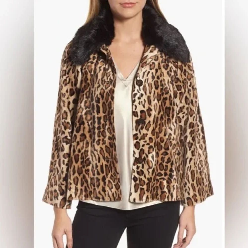 Velvet by Graham & Spencer Leopard Print Faux Fur Jacket